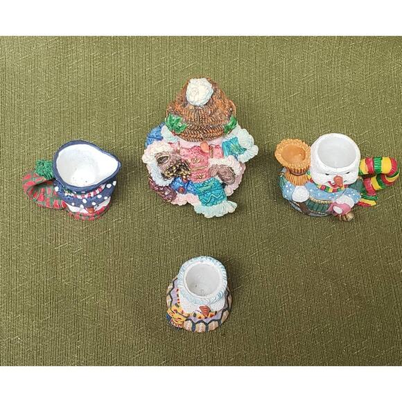 Festive Holiday 4 Piece Snowman Miniature Figurines - Beautiful Christmas Decor - Picture 6 of 9